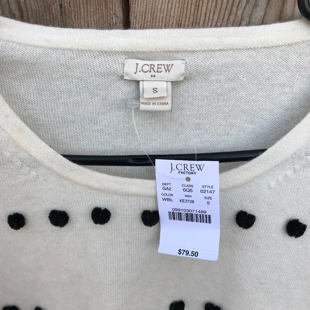 SOLD J. Crew Polka Dot Pom Pom Wool Blend Sweater - Picture 6 of 6
